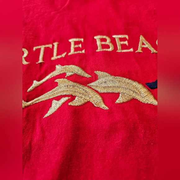 Oarsman 913 Vintage •Size XL• Red Tee Shirt Men's Embroidered Myrtle Beach Gold - Picture 4 of 7